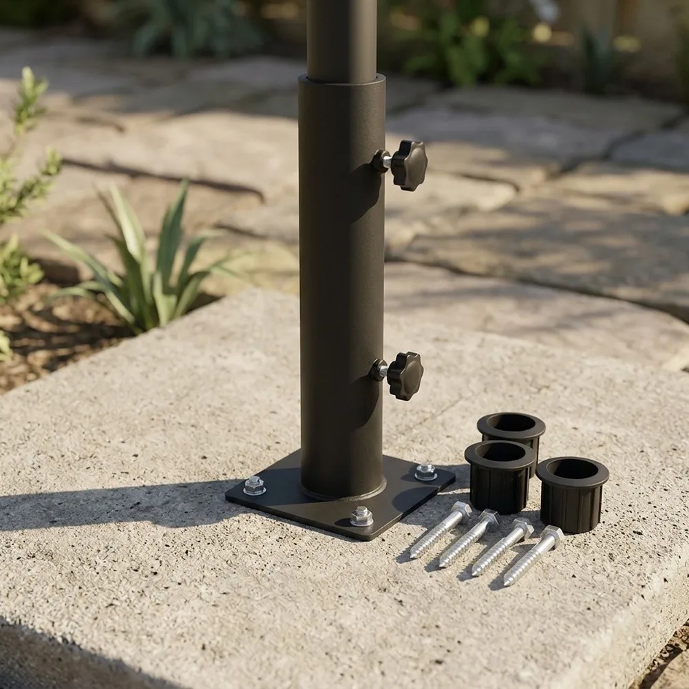 Outdoor Use Umbrella for base Garden Use Patio Equipment Stainless Steel Construction Black Coating For Parasol Poles