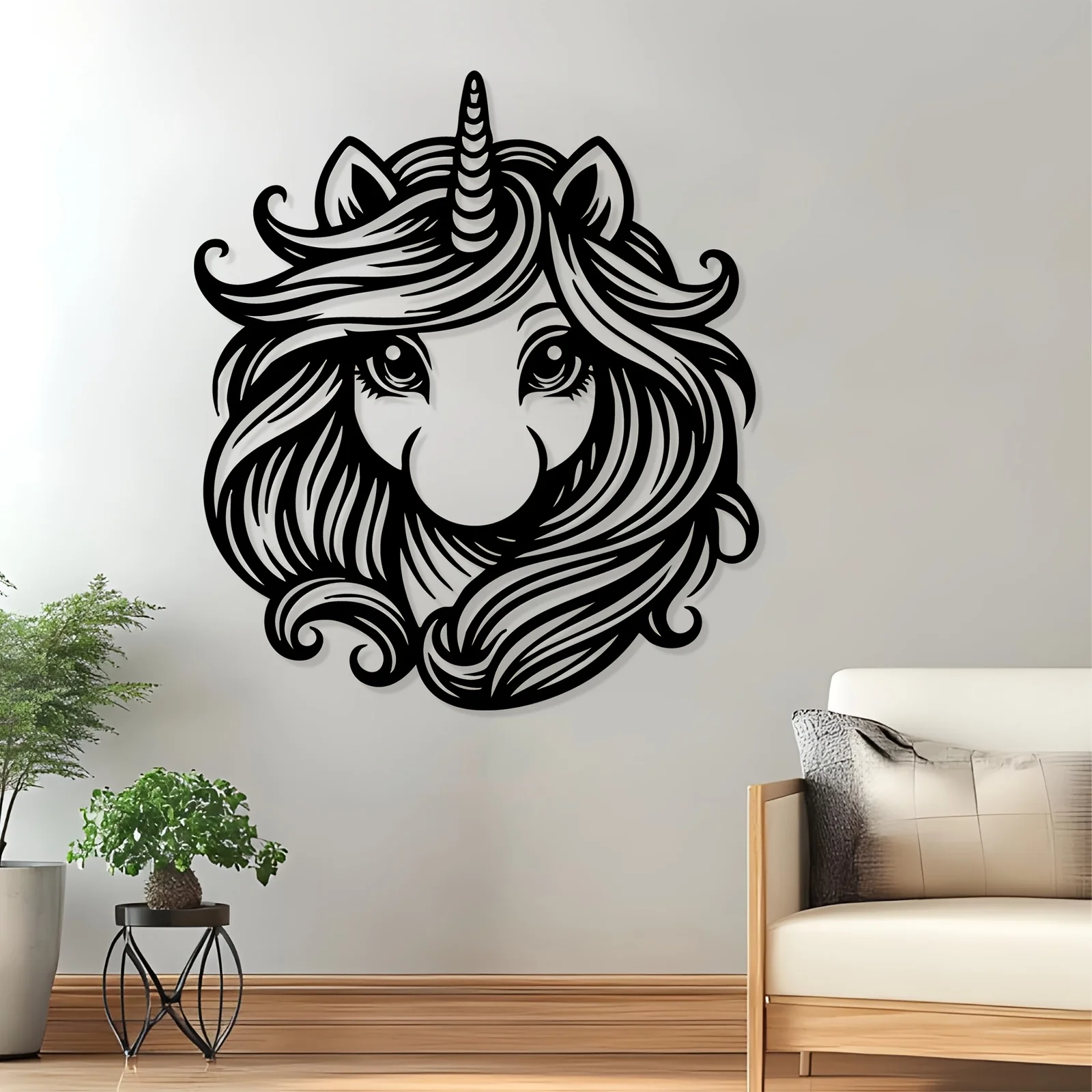 Unicorn Metal Wall Sculpture Statue, Iron Magical Wall Decor, Weather-Resistant Mural for Bedroom & Garden Fence