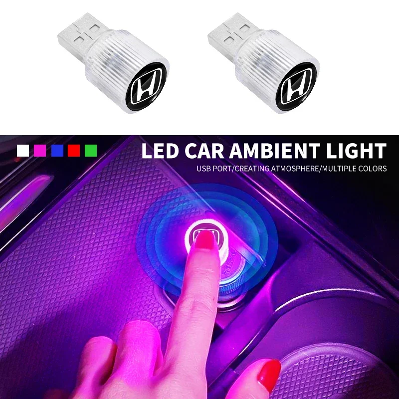 7 ألوان سيارة LED الضوء المحيط USB تركيب مجاني ضوء الزخرفية الداخلي لهوندا أكورد إليسيون CR-Z أوديسي سبيور