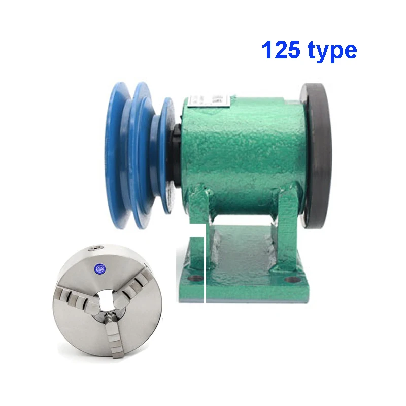 Household Lathe Spindle Assembly 125 Spindle 3 Jaw Chuck Flange Pulley Woodworking Lathe DIY Home Lathe Tool