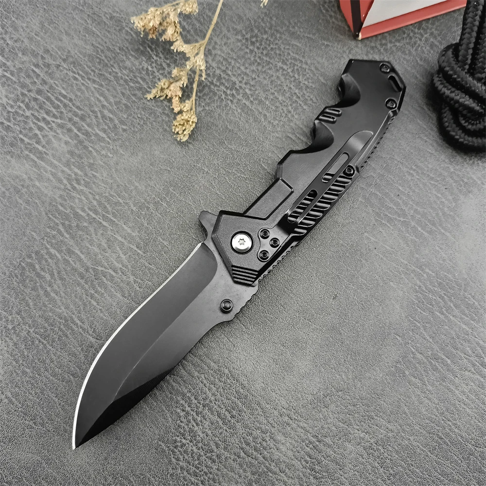 C/S 217 Outdoor Folding Knife 5Cr13Mov Clip Point Blade Black Aluminium Handle Survival Tactical Hunting EDC Tool Knives