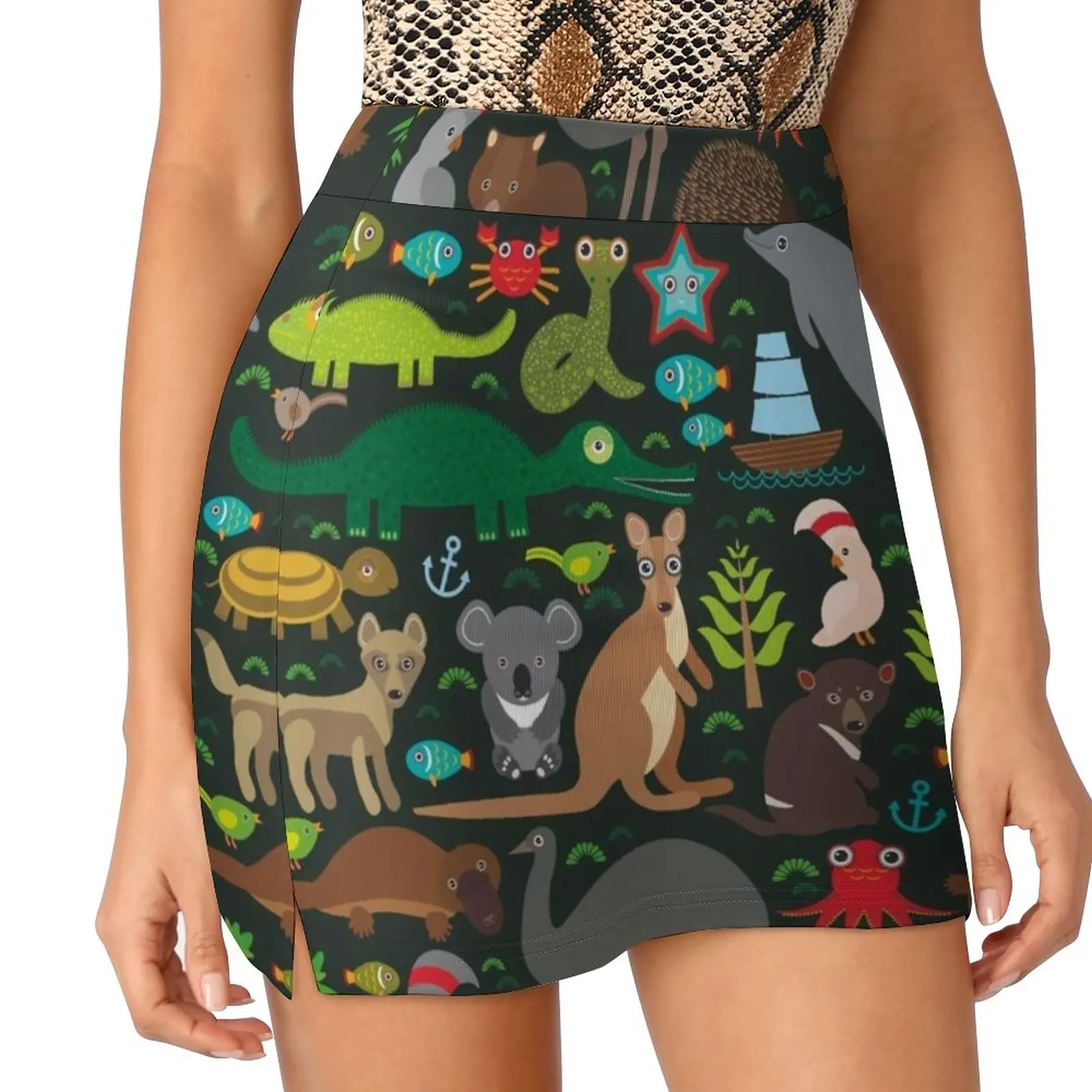 Funny Australian Animals Echidna Ostrich Emu Tasmanian Skirts Woman Fashion 2022 Pant Skirt Mini Skirts Office Short Skirt