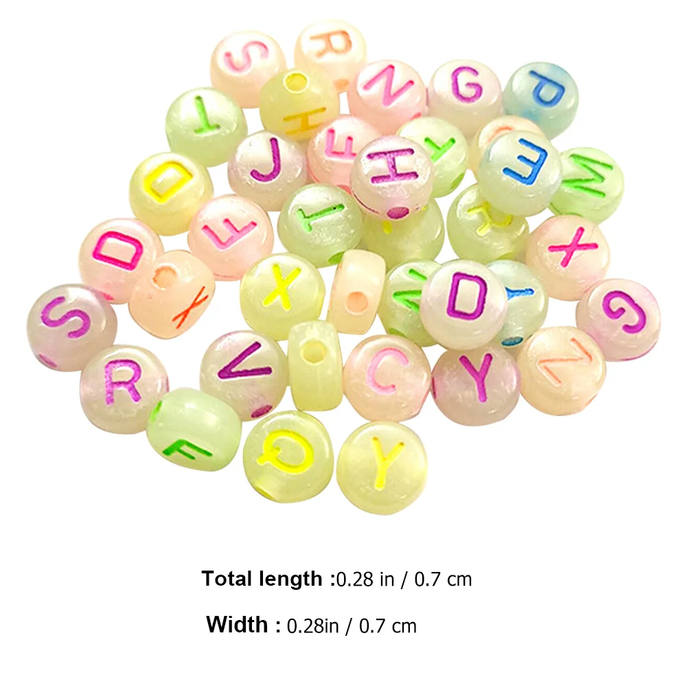720Pcs Night Light Alphabet Beads DIY Bracelet Necklace Materials Safe Durable Round Beads Craft Supplies Bracelet Accessory