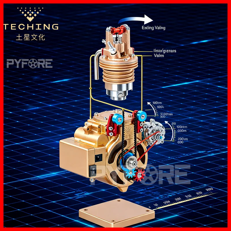 

TECHING Electric SINGLE CYLINDER ENGINE Assembling Kit - Metal Mechanical Desktop Ornament Toy for Adults Children
