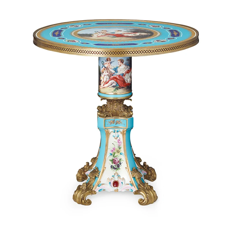 Luxury furniture ceramic table leisure table living room ornament sofa edge