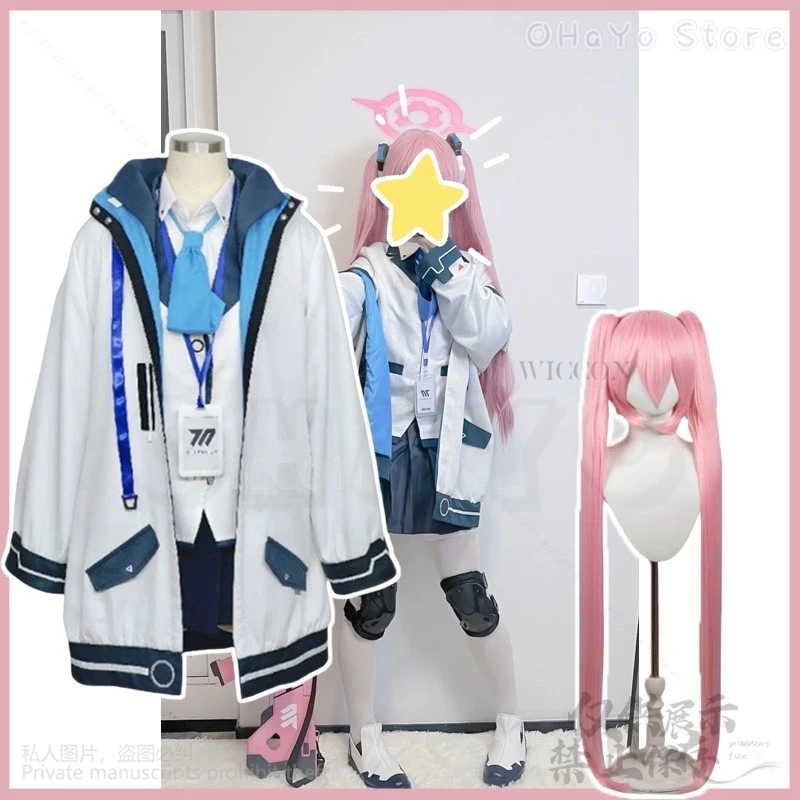 Anime Game Blue Archive Cosplay Kurosaki Koyuki Costume JK School Uniform Wear Coat Dress Lolita Wigs For Girls Woman Customized