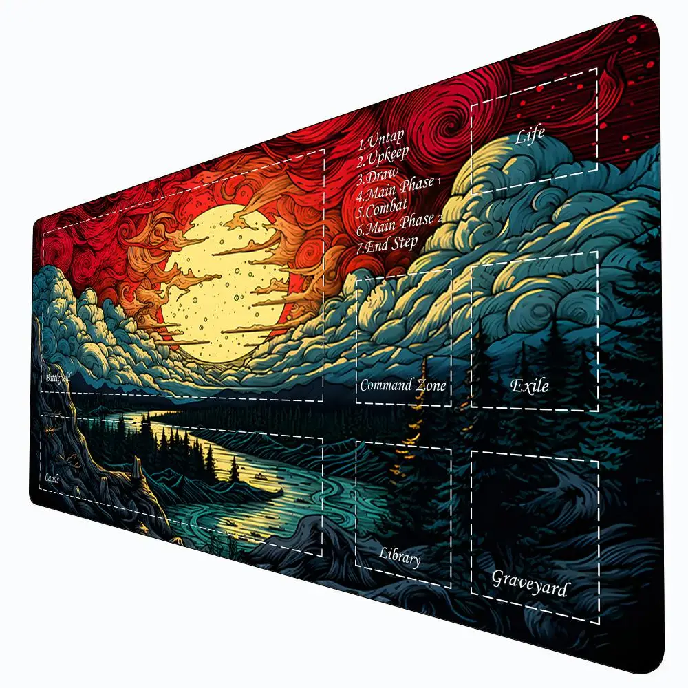 

Magic Card Gaming Mat with zone Ukiyo-e landscape theme mtg playmat desk mat Commander Playmat suitable for Game gathering