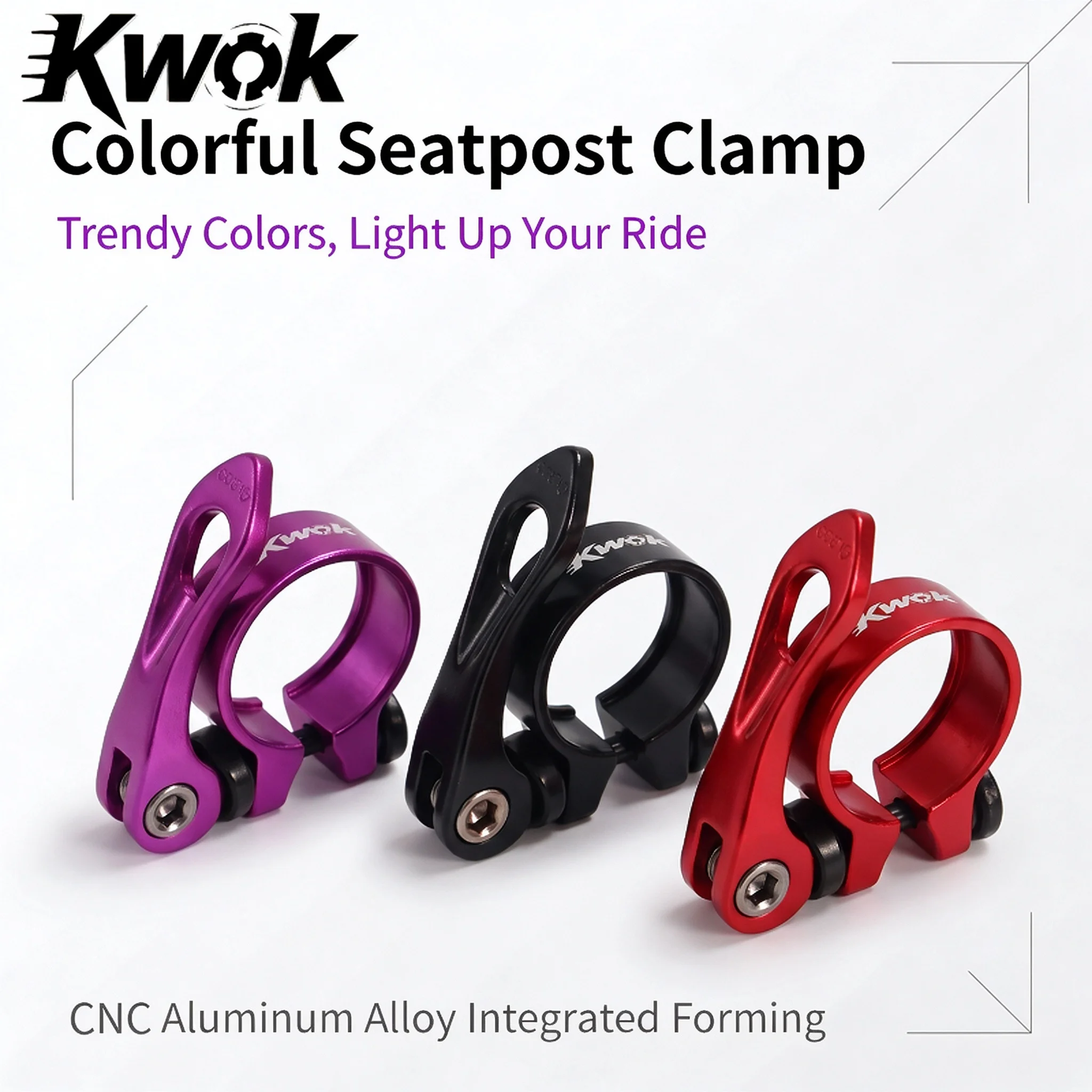 KWOK Forged Quick Release Seatpost Clamp, 31.8mm 35mm Aluminum Seat Post Collar for Mountain Bike MTB BMX