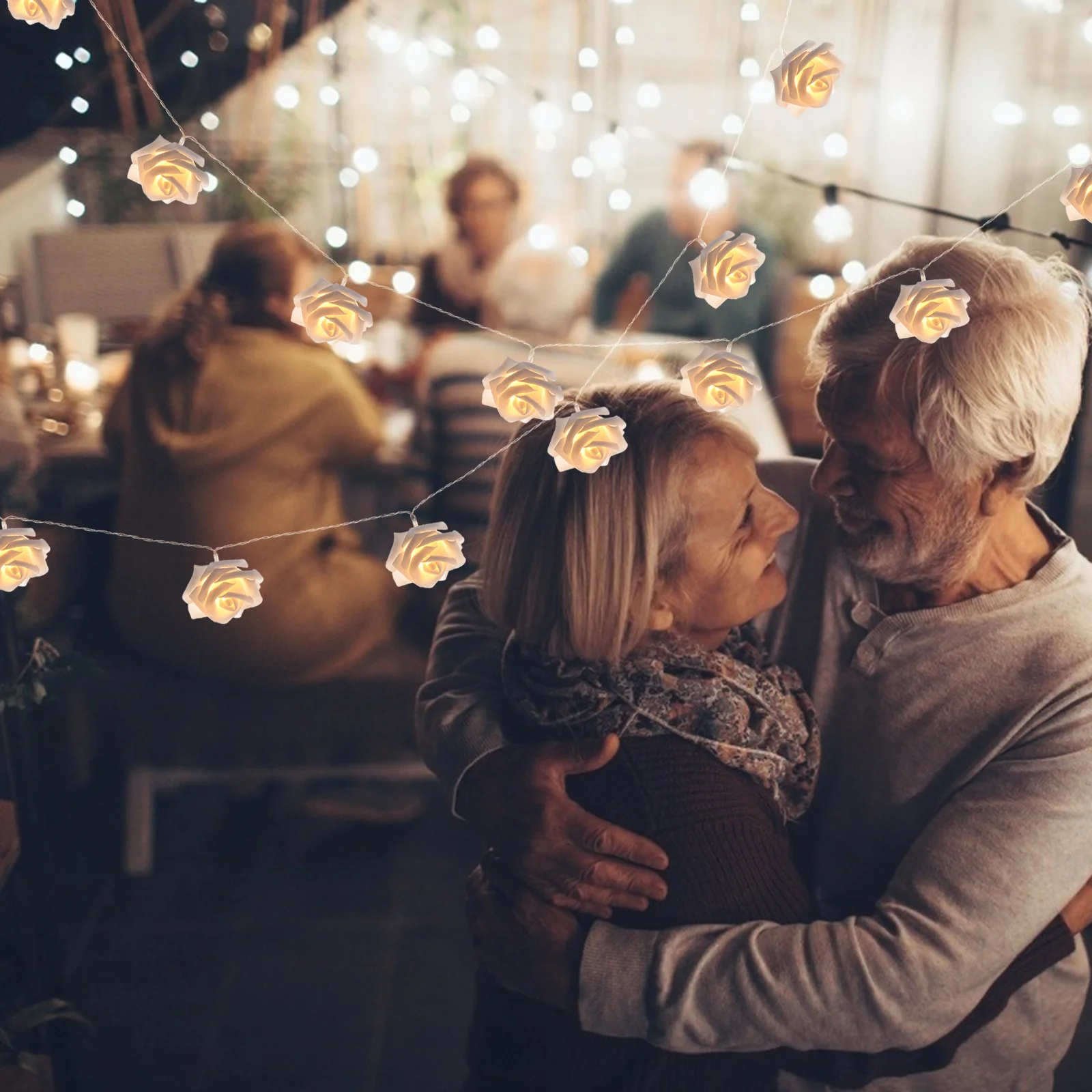 

1Set Reusable Rose Shape String Light Decorative LED Lamp Easy Install Party Atmosphere Lamp for Multiple Occasions