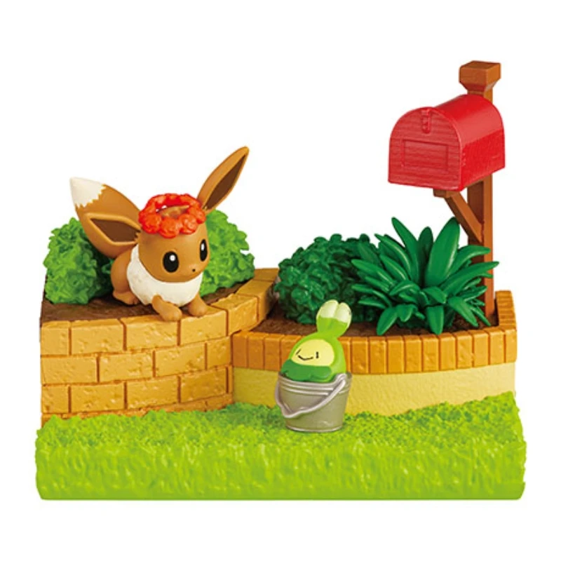 Original Re-ment Pokemon Garden Series Pikachu Eevee Teddiursa Chikorita Model Action Figure Cute Room Decor Kawali Dolls Toys