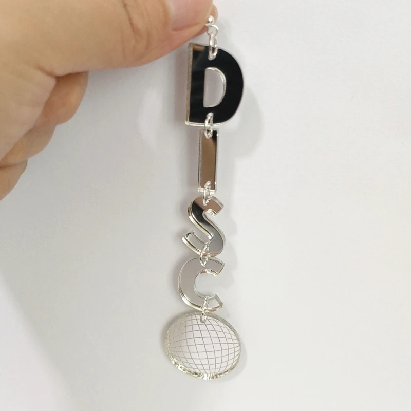 KUGUYS Disco Ball Long Dangle Earrings for Women Mirror Silver Color Trendy Acrylic Classic Party Jewelry Accessories