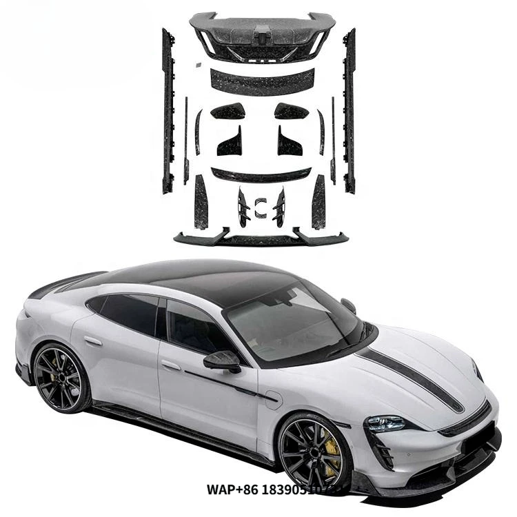 Geschmiedeter Carbon-Autostoßstangen-Spoiler Heckdiffusor Seitenschweller Aero-Styling-Kit für Taycan Facelift M-Style Autoteile