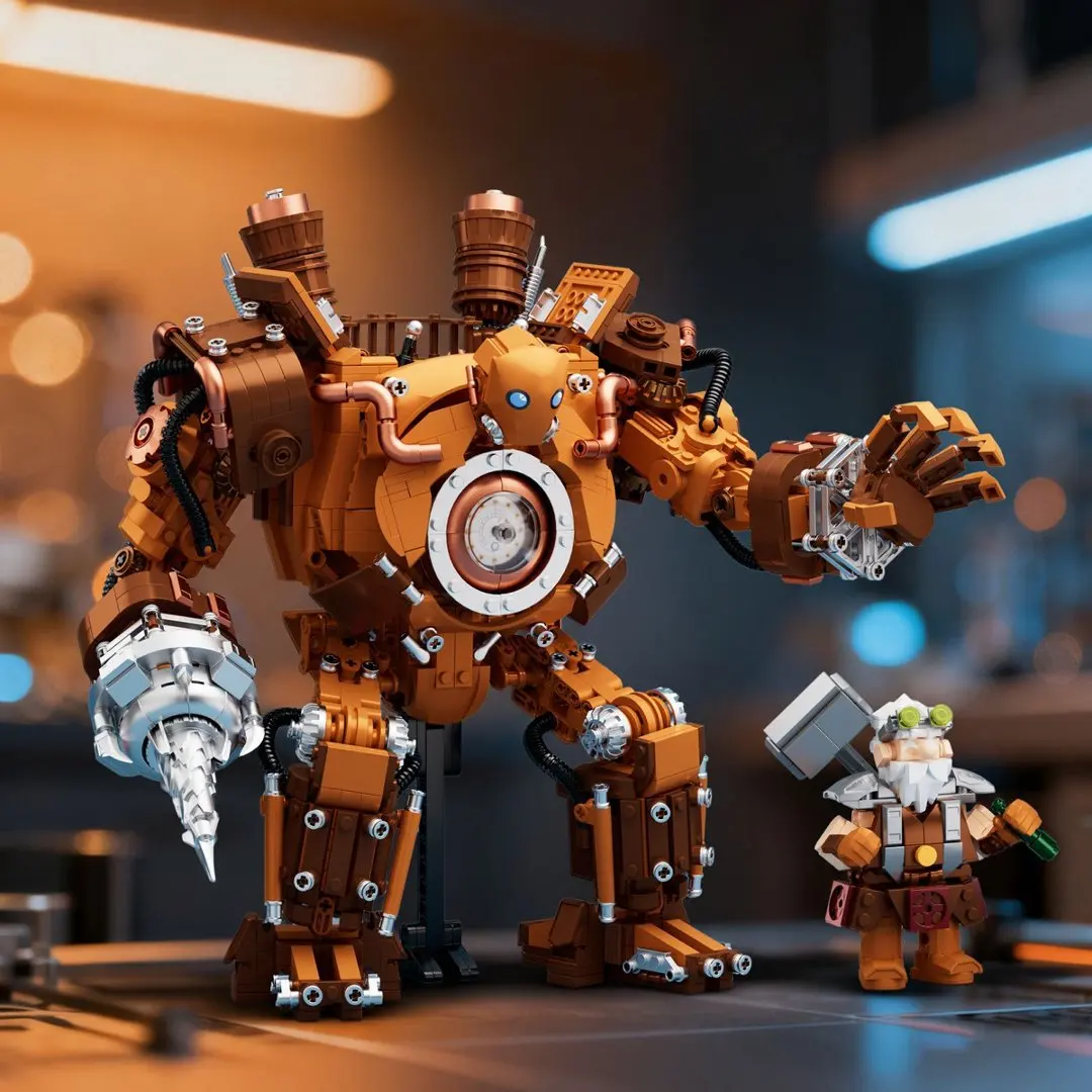 

Cyberpunk Mech Warrior Robot Building Block Set Steampunk Doll Figure Statue Model for Display Gift for Men Study Room Decor