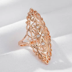 Wbmqda Vintage Boho Hollow Ring For Women 585 Rose Gold Color With White Natural Zircon Luxury Ethnic Wedding Jewelry Gifts