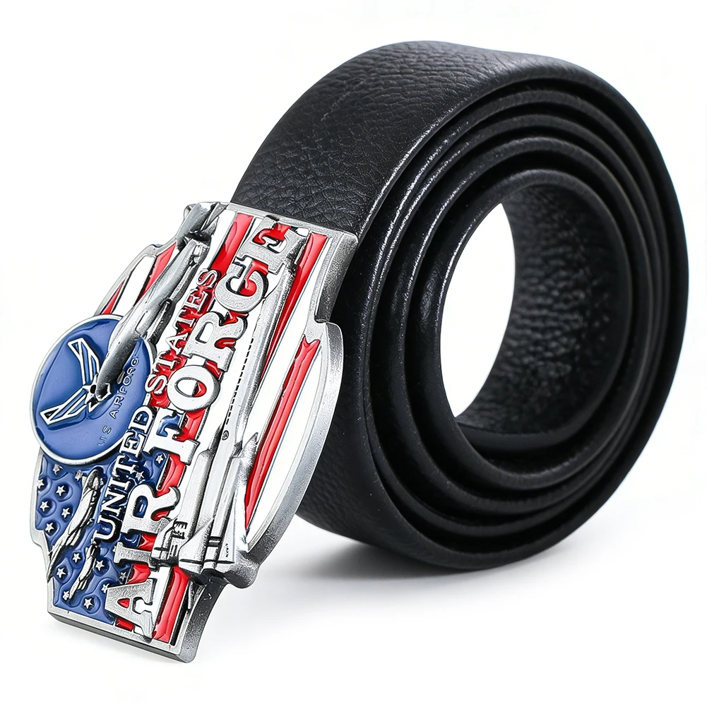 Metal Western Cowboy Belt Buckle Aircraft Pattern Striped Stylish Design Military-style Male Trousers Ornaments Birthday Present