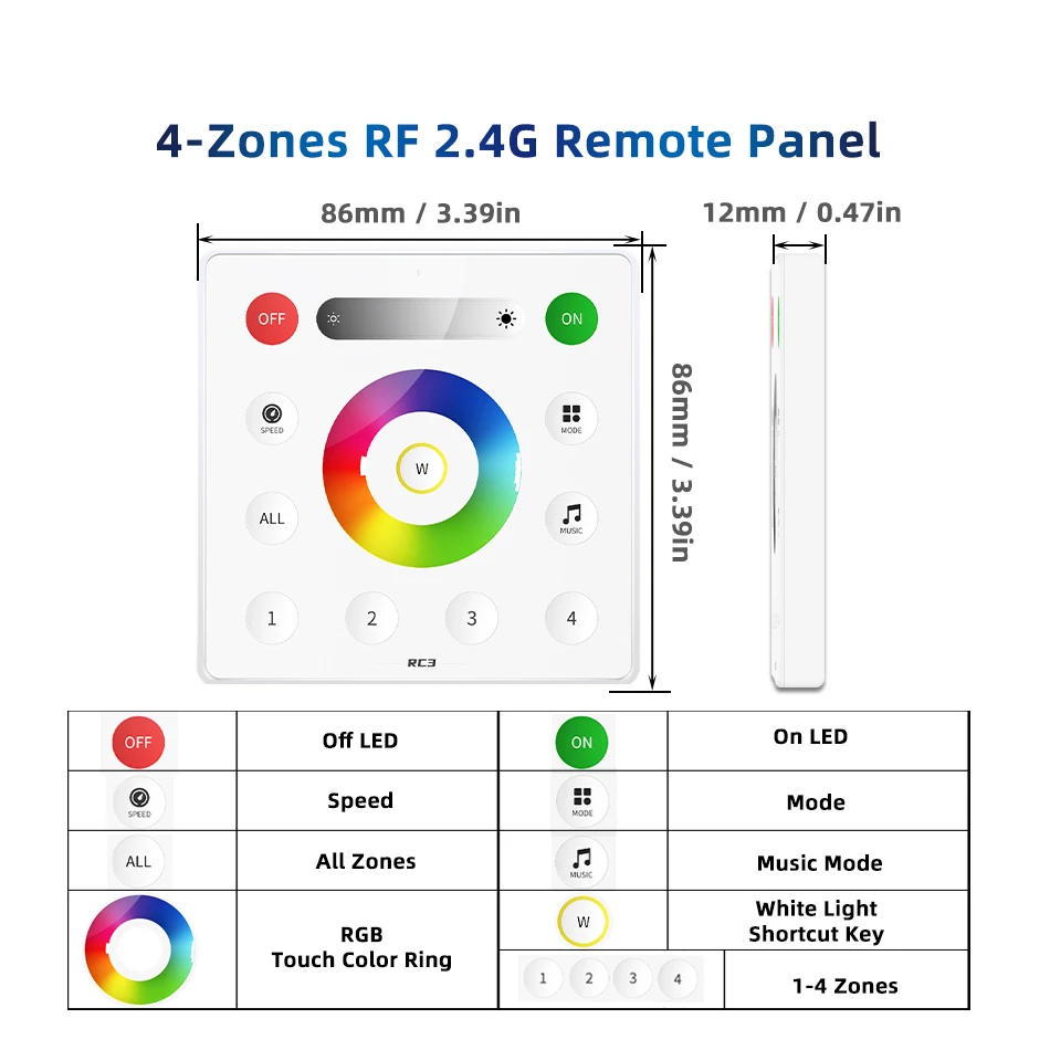 Kontroler dioda LED RGBW SPI SPI 450 Pixel DC 5V 12V 24V inteligentny muzyka Bluetooth magiczny ściemniacz i bezprzewodowy pilot dotykowy 2.4G RF