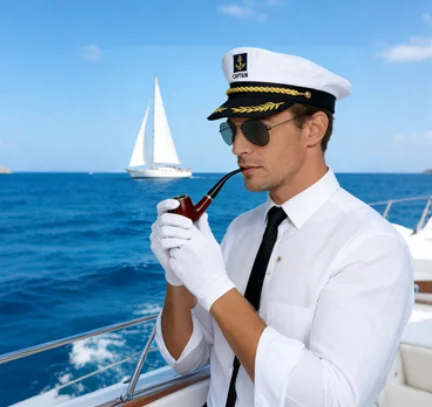 مجموعة كابتن بارتي: قبعة الكابتن، باندانا، النظارات الشمسية، القفازات البيضاء، الأنابيب، وشارة مرساة. ملحقات الحفلات للعب الأدوار