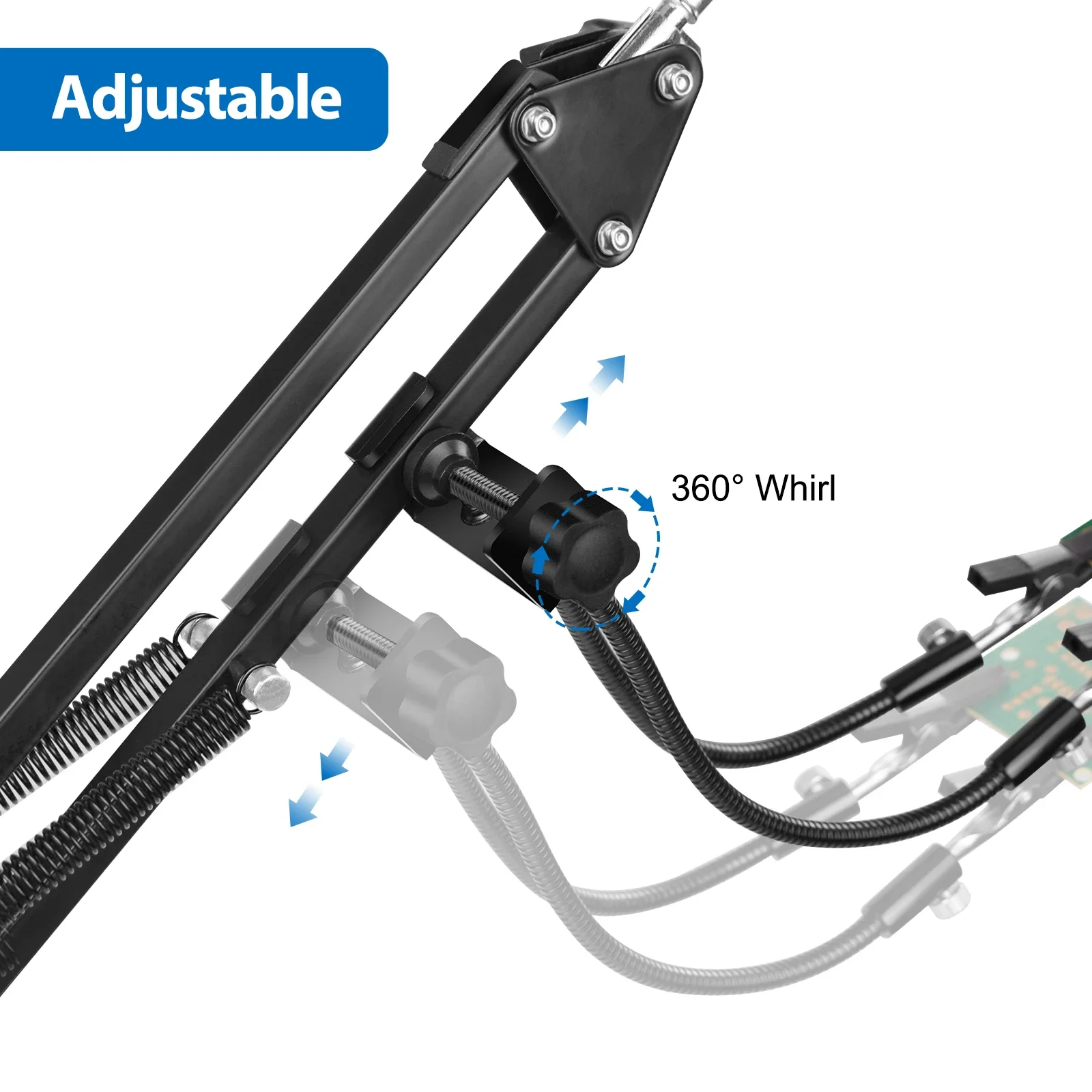 NEWACALOX Metal Welding Holder, 2PCS Flexible Arms Soldering Third Helping Hand PCB Stand Clamp Table Spring Tube Repairing Tool