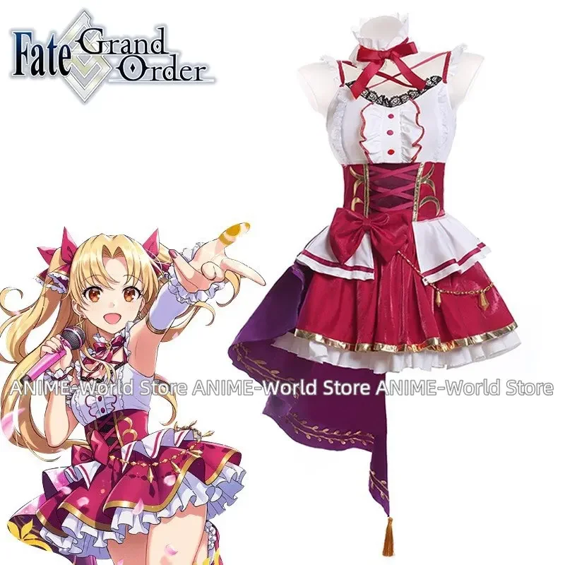 

Anime Fate FGO Ereshkigal Cosplay Costume Women Uniform Halloween Flower Sunshine Red Dress Fullset Suit