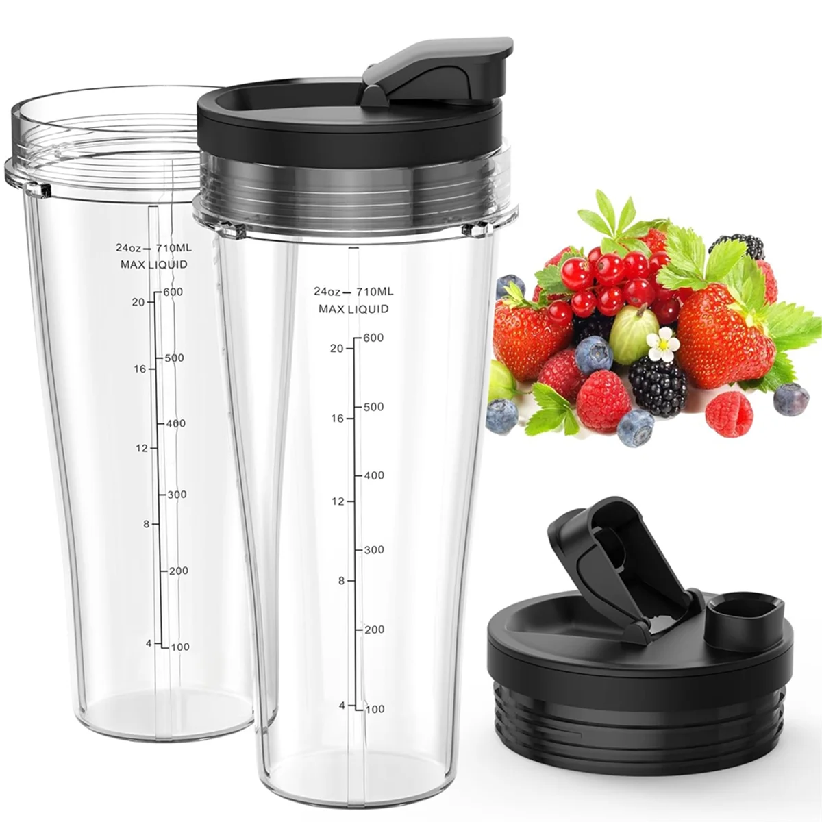 

Hot New Blender Replacement Parts for Ninja, 24oz Ninja Blender Cups with Lids, Blender Blade for Nutri Ninja Auto IQ Blender