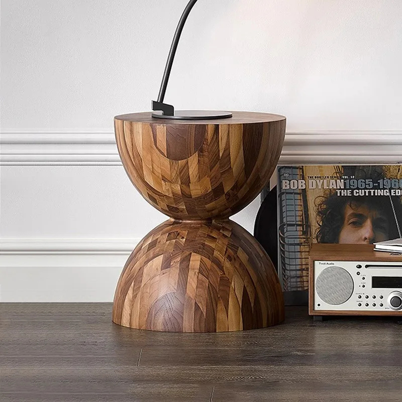 Solid wood small round sides, retro minimalist wooden pier corners