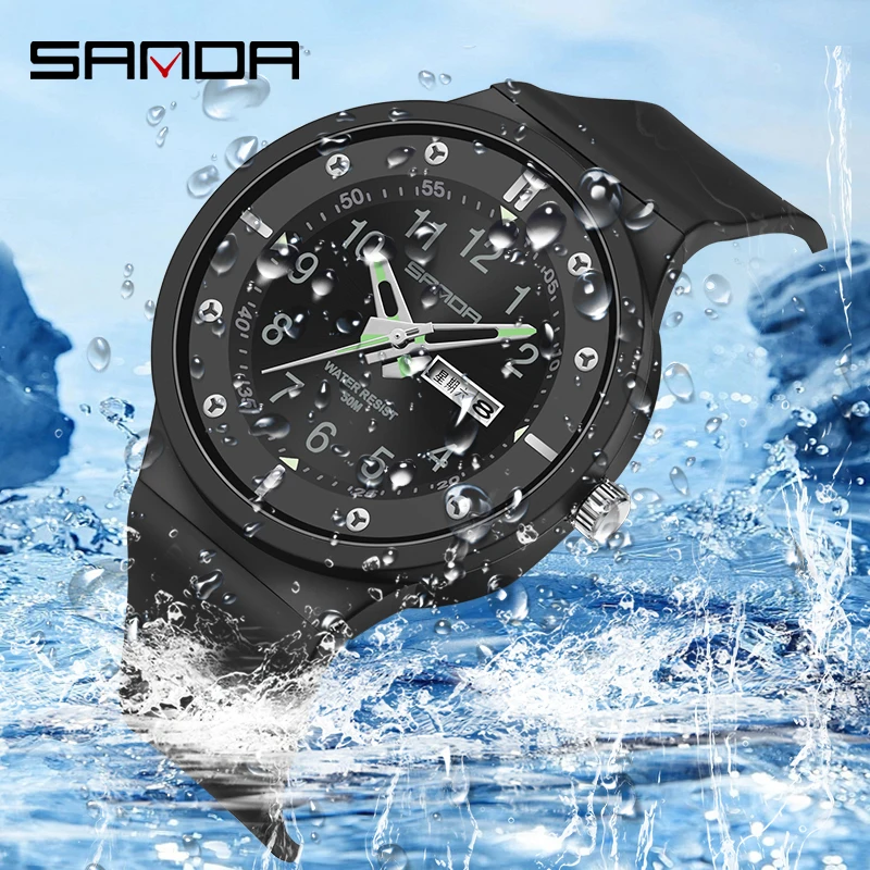 SANDA Luminous 5ATM Waterproof Brand New Genuine Quartz Mens Watches Top Brand Military Watch For Men Gift Relogio Masculino