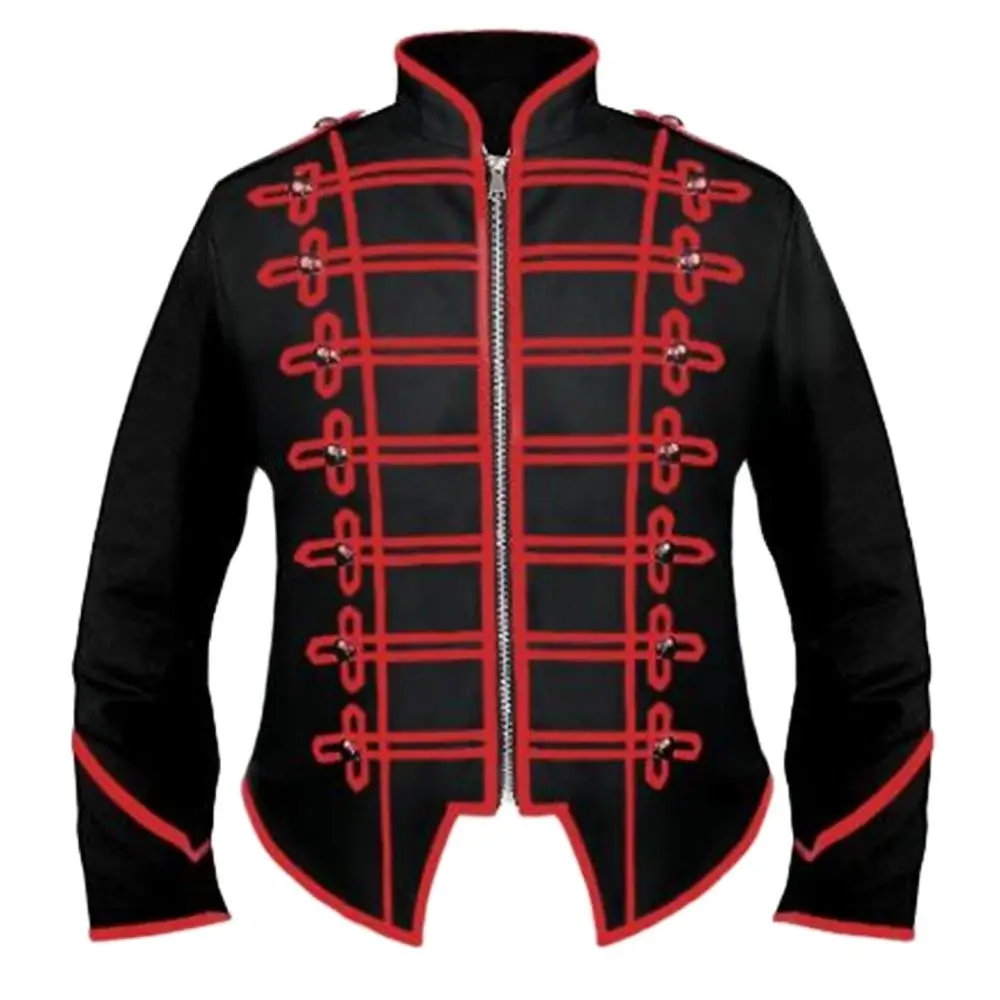 Golden Rock Star Performance Tuxedo Steampunk Marching Band Drummer Coat Victorian Costume Men\'s Vintage Military Punk Jacket