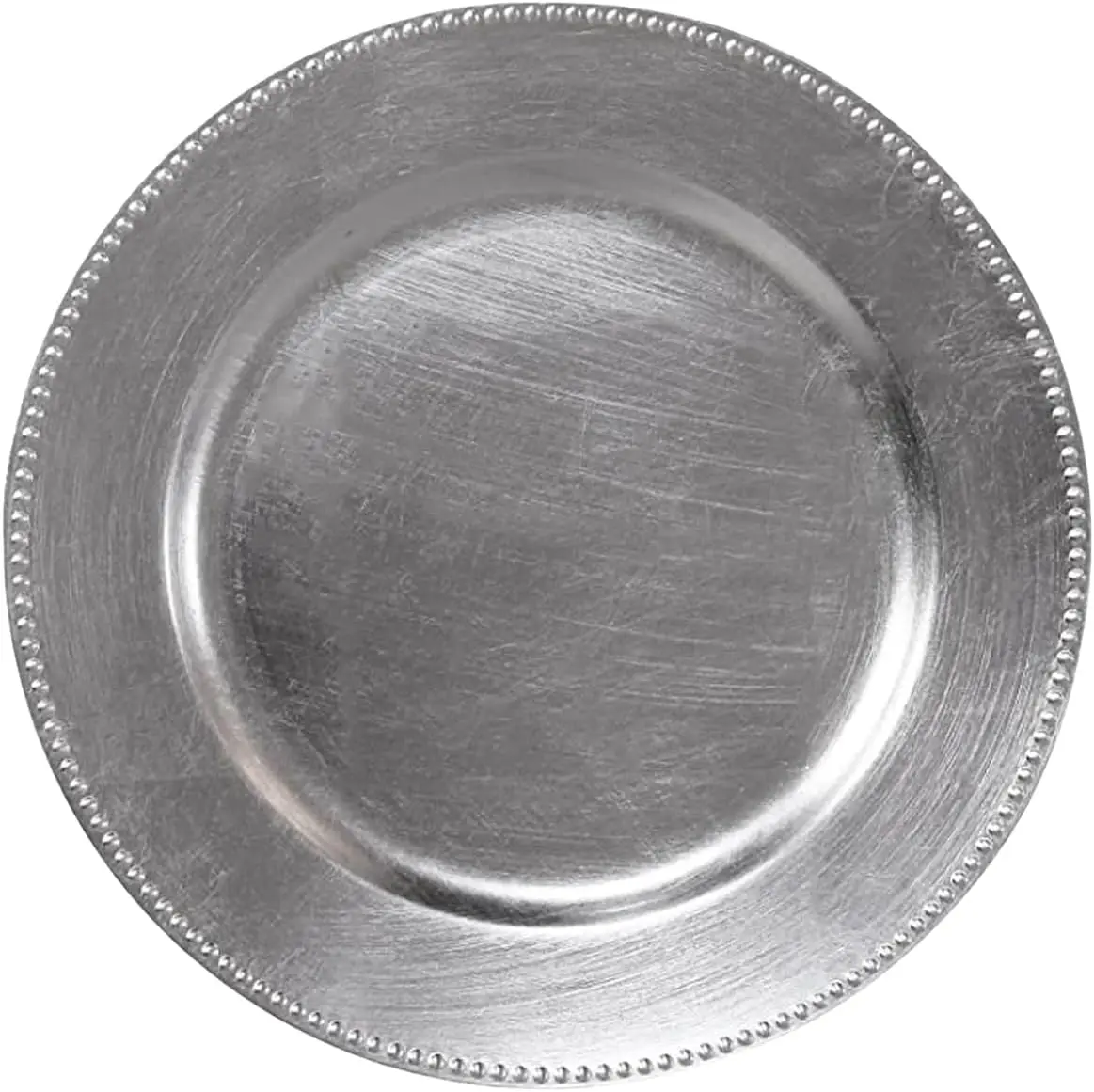 

Myeventproducts 24 Pa | 13 H Silver Beaded Charger Plates | Fancy Plastic Plates | Heavy Duty, Durable & Sturdy Plastic