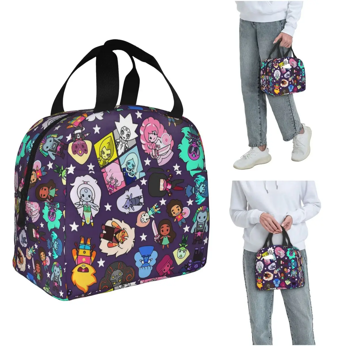 Crystal Gems Steven Universe Insulated Lunch Bag for Women Kids Portable Food Boxes Thermal Lunch Box Tote