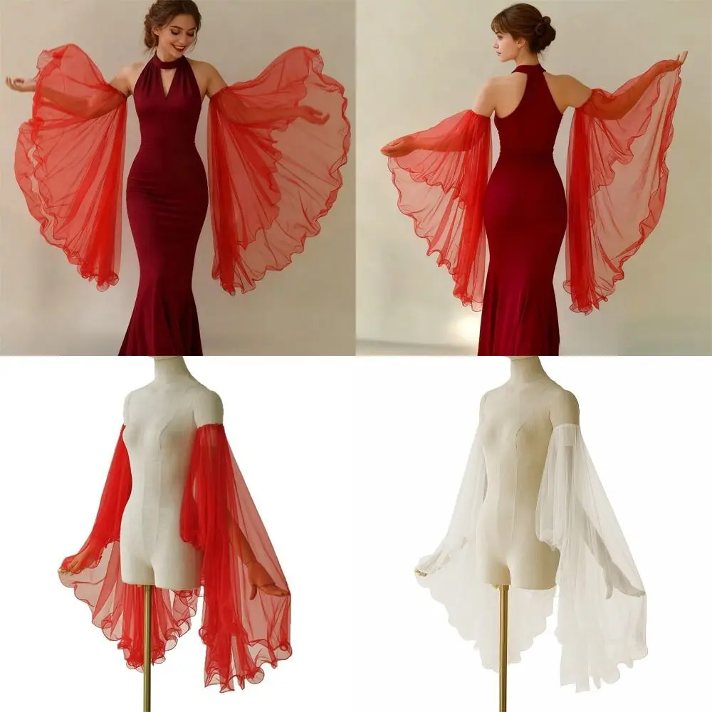 

1 Pair Elegant Women's Dress Sleeves Detachable Sheer Tulle Gloves Long Tulle Victorian Long Gloves Cosplay Clothing Accessories