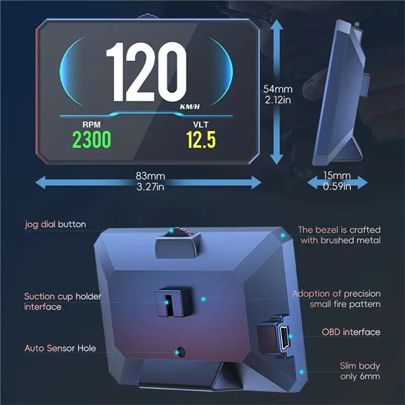 Car OBD2 Head Up Display P16 HUD Digital Speedometer Water Temp OBD HUD Projector Security Speed