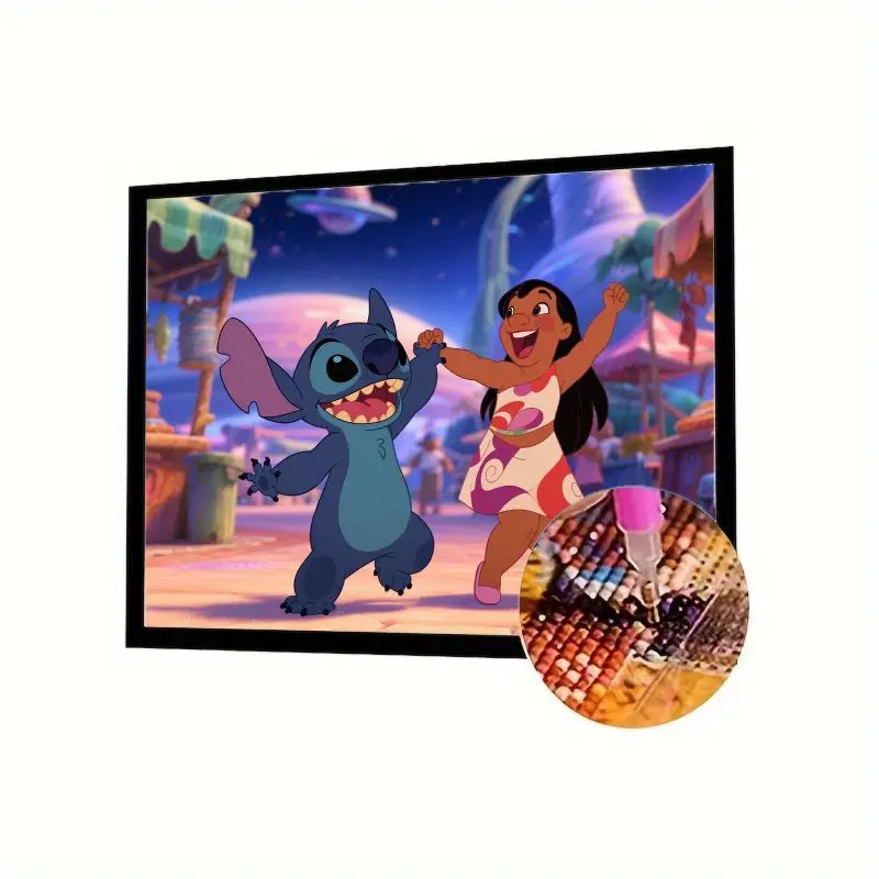 

1 шт. Lilo & Stitch 5D Diamond Painting Kit - Full Drill Disney Cartoon Diamond Art Craft для домашнего декора стен своими руками - Happy Stitch &