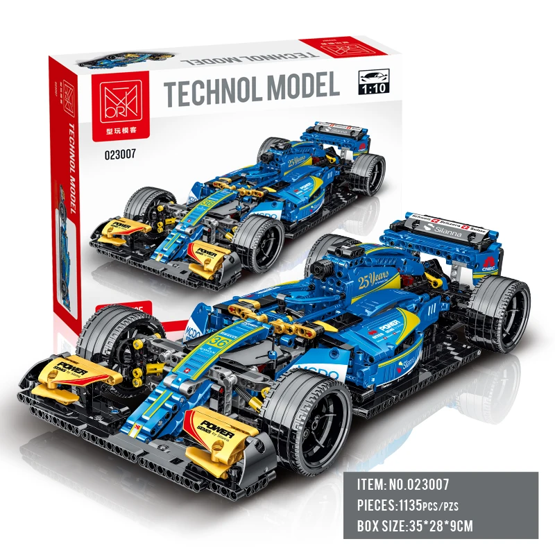 1135PCS Technical model building blocks formular racing car 1:10 blue racer blocks model 6-7-8-9-10-11-12-13-14 -15 boys gift