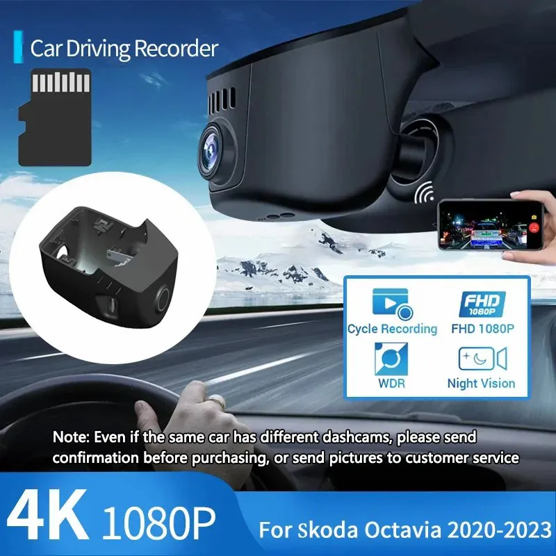 

for Skoda Octavia Mk4 2020~2023 2022 4K Wifi DASH CAM Easy Installation Car DVR Video Recorder Night Vision Camera Accessories