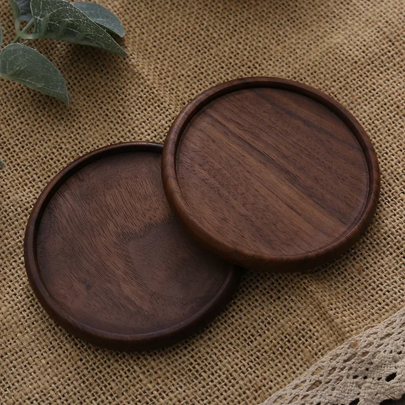 Free custom wooden circular groove coaster, breakfast coffee mat, kettle insulation mat