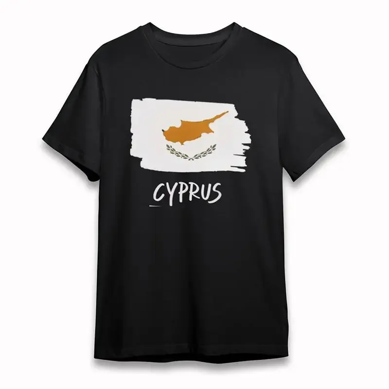 Men'S Soft T Shirt Cyprus Island Olive Branch Short Cotton Black