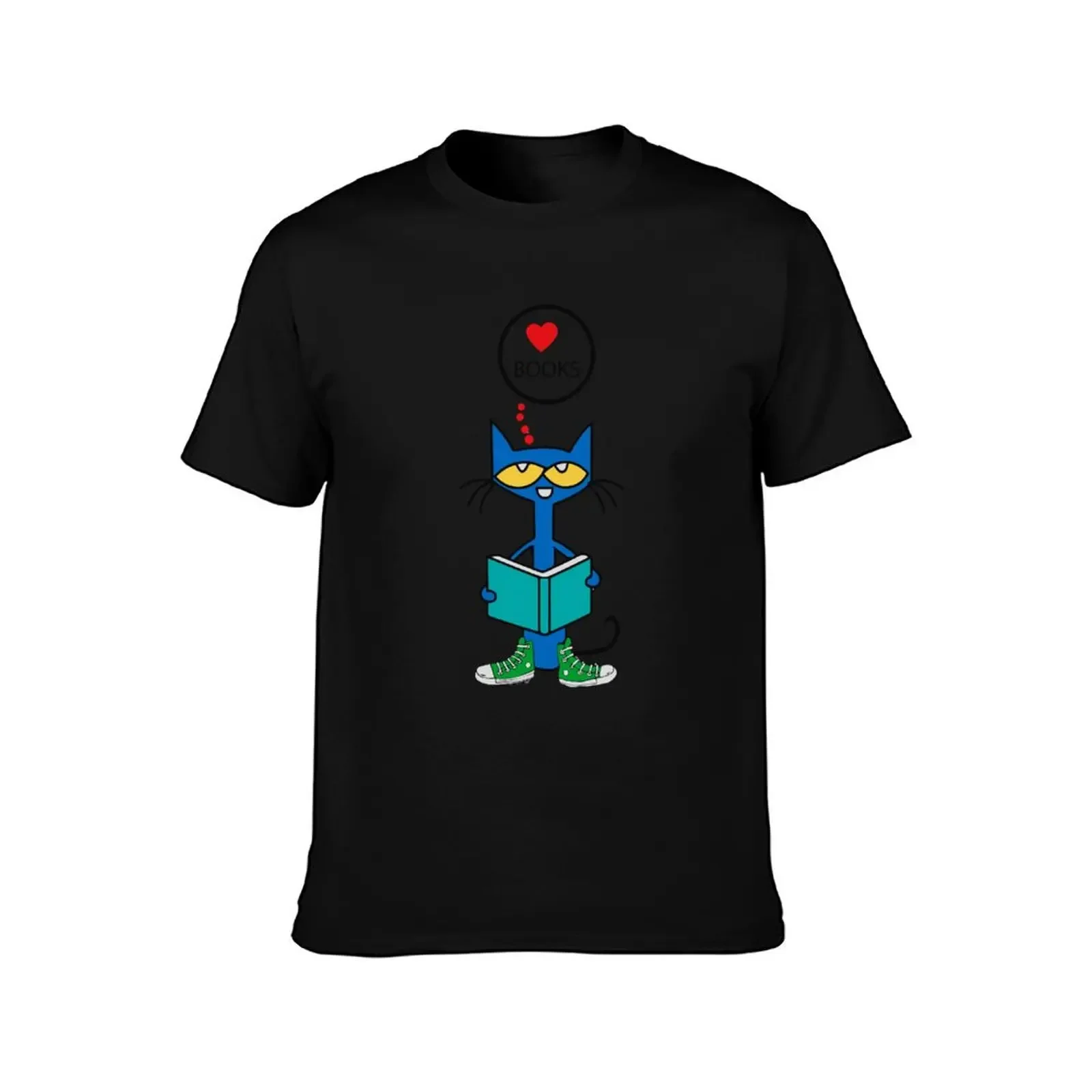 Pete the cat reading a book T-Shirt anime stuff customs sports fans blacks funny t shirts for men