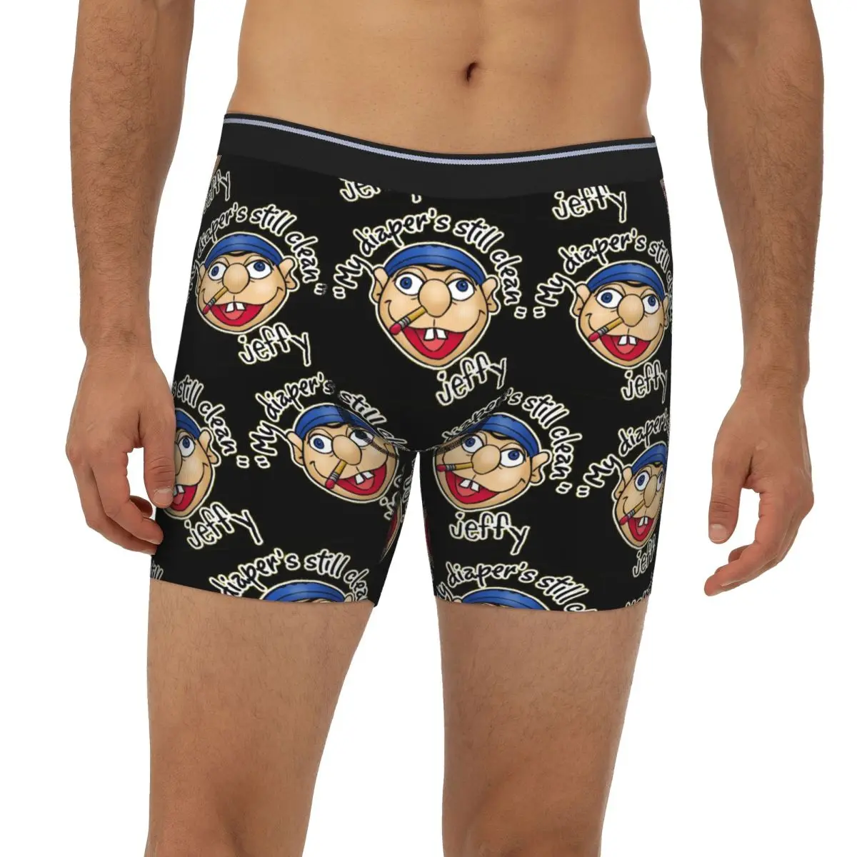 

Jeffy My Diaper's Still Clean SML Long Boxer Underpants Short Men's Panties Ventilate Underwear for Homme Man Boyfriend Gift