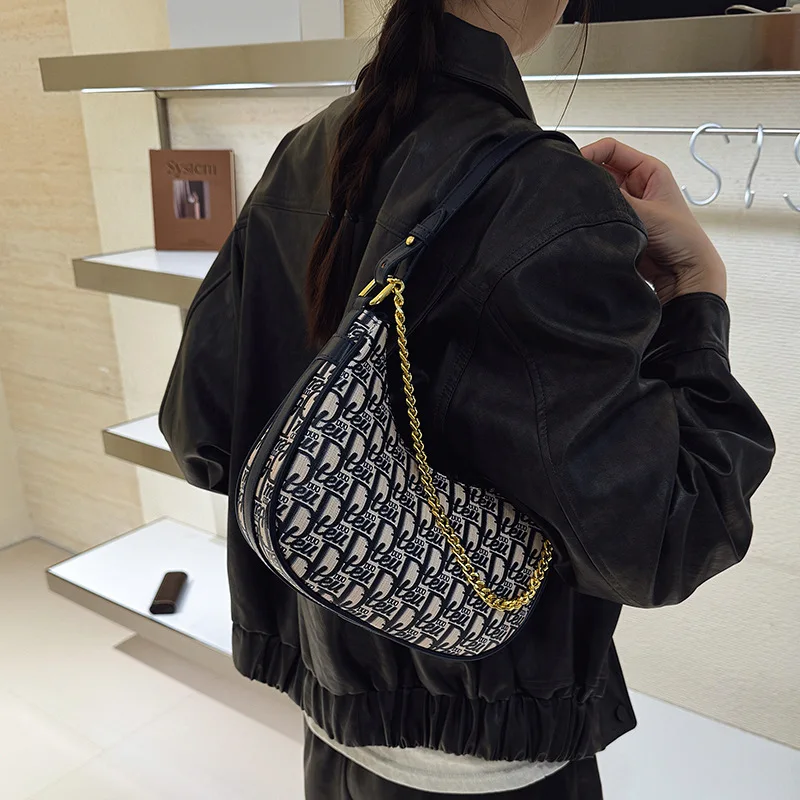 

Дизайнерская сумка подмышки для женщин, роскошный материал с монограммой, универсальный кошелек через плечо, модная верхняя ручка