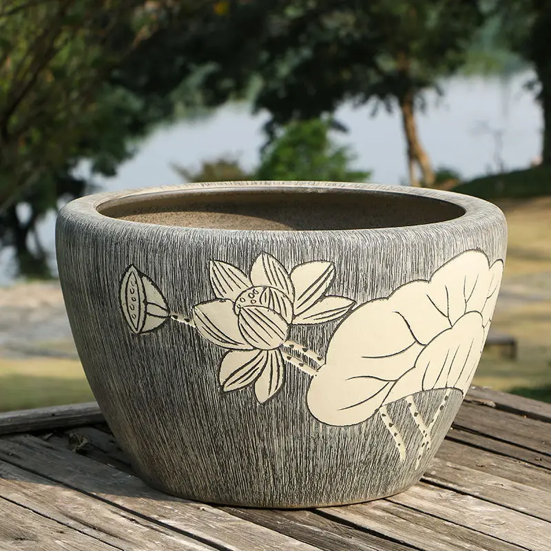 ceramic fish tank lotus large water water lily bowl lotus basin living and painting turtle feng shui tank