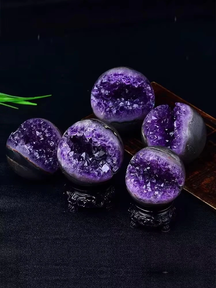 Natural Uruguayan Amethyst Quartz crystal open smile ball therapy