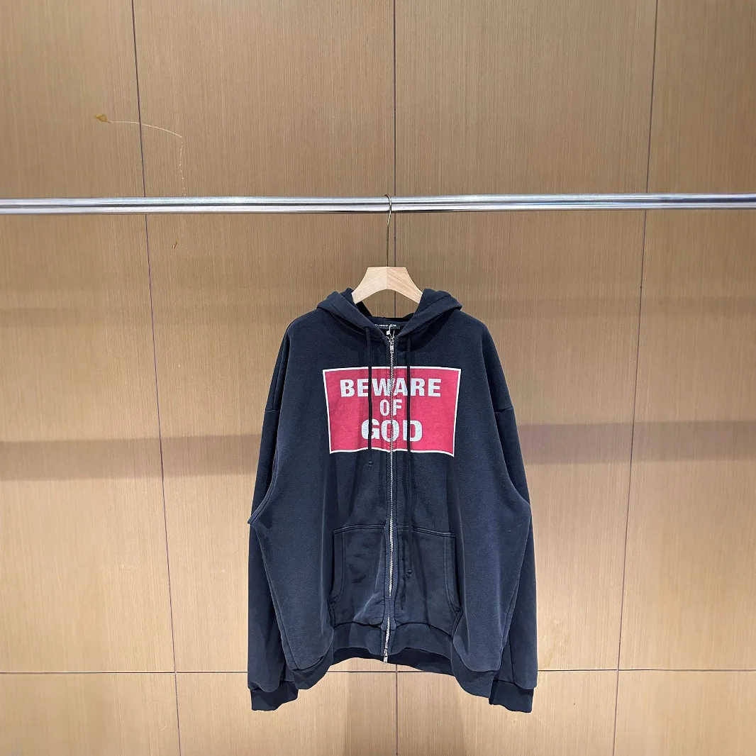 

Project G/R Grailz 2026 New Shoulder-to-Shoulder Slogan Zip-Up Hooded Jacket American Casual Relaxed Fit Heavyweight Hoodie