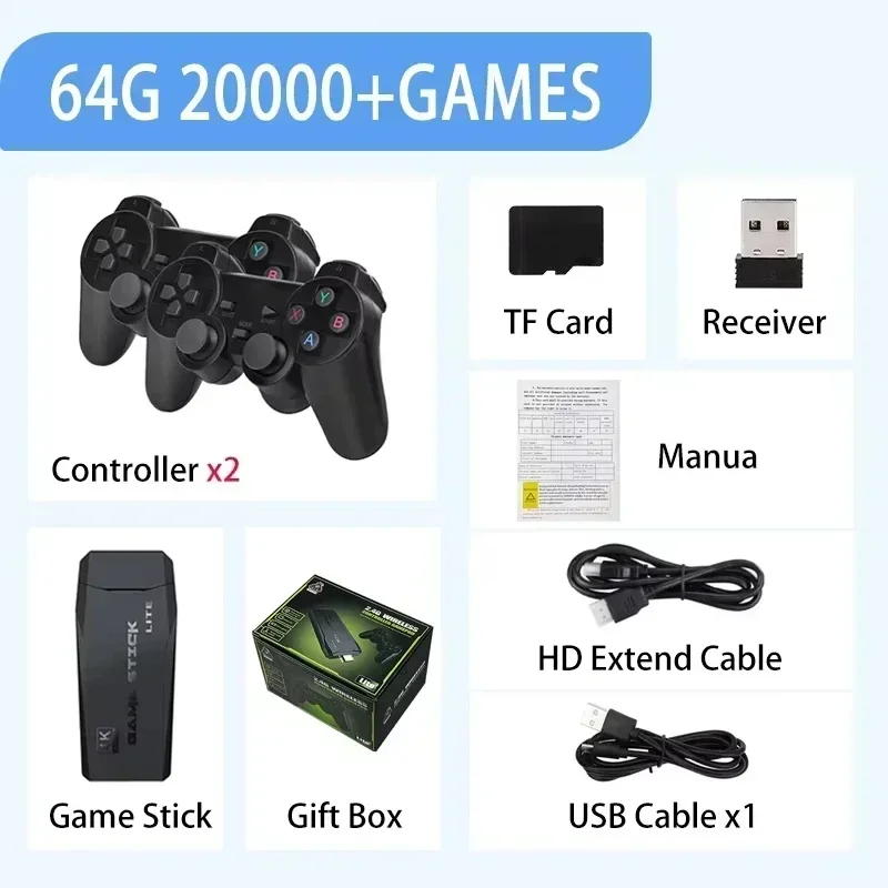 64GB 20000 Games Retro Video Game Consoles M8 Game Stick 4K 2.4G Wireless Console Dendy GameStick For GBA/MD/PS1 Children's Gift image 6