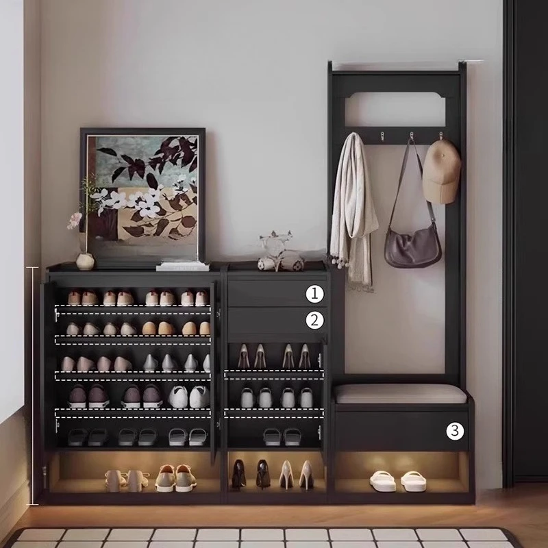 Integrated Simple Shoes Rack Black Wall Storage Design Family Shoes Rack Clothes Stand Meuble Rangements Cabinet Furniture