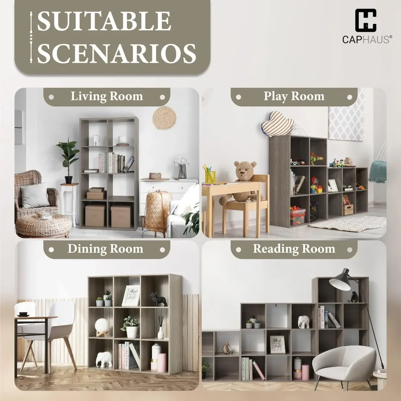 Estante organizador de almacenamiento en cubos de 13 pulgadas para habitación resistente, con borde exterior extragrueso, divisor de estante de almacenamiento abierto, estantería, 8 cubos,