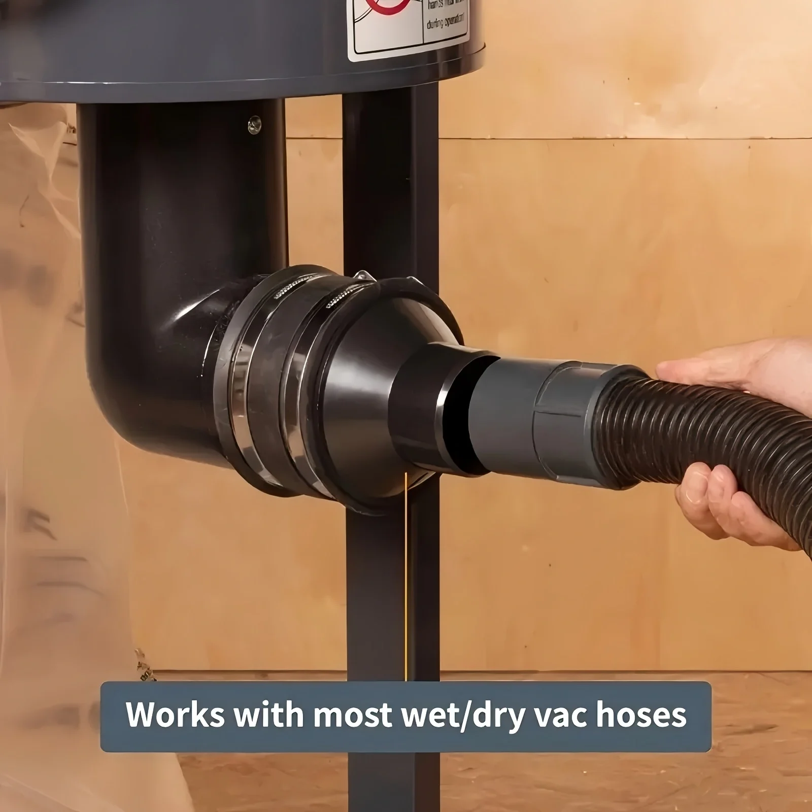 POWERTEC 70136 riduttore per tubo antipolvere in plastica nera, da 4 pollici a 2-1/2 pollici, raccordo per tubo dell'aria a collegamento rapido