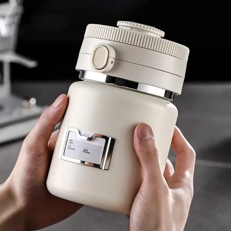 Coffee Storage Canister, 304 Metal Vacuum Lid Container with Moisture Display and Measuring Spoon for Counter Use D2RD
