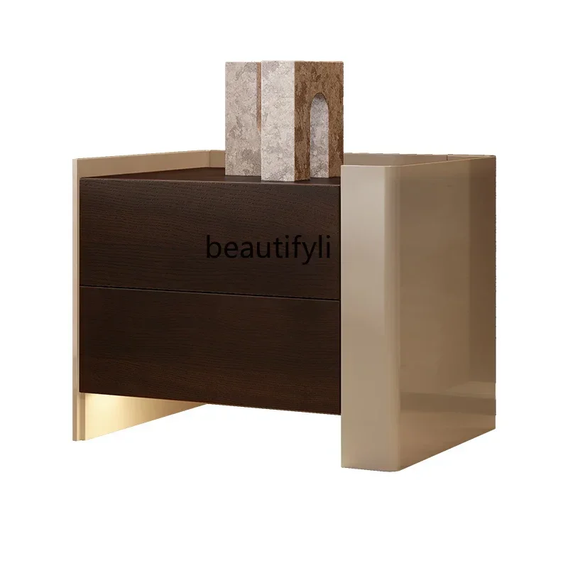 E153  Bedroom Italian Modern Bedside Table Designer Light Luxury High Sense