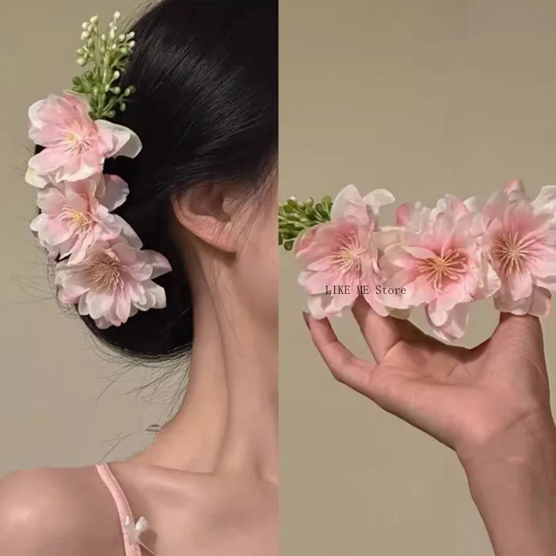 

Заколка для волос с цветком-бабочкой, атмосферные заколки для волос, красивая заколка для волос с цветком-бабочкой, аксессуар для ветки цветка, боковые зажимы