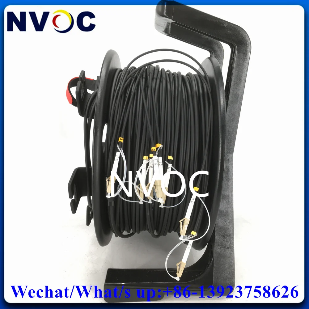 300M 8Cores LC-LC/ST Multimode OM3-300 8Strands 8C Outdoor 5.0mm Armored Fiber Optic Patch Cord  Reel TPU Cable With PCD380 Coil